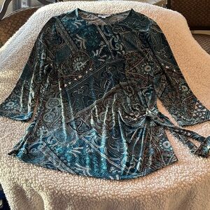 Serengeti Teal and Black Paisley Tie-Detail Tunic